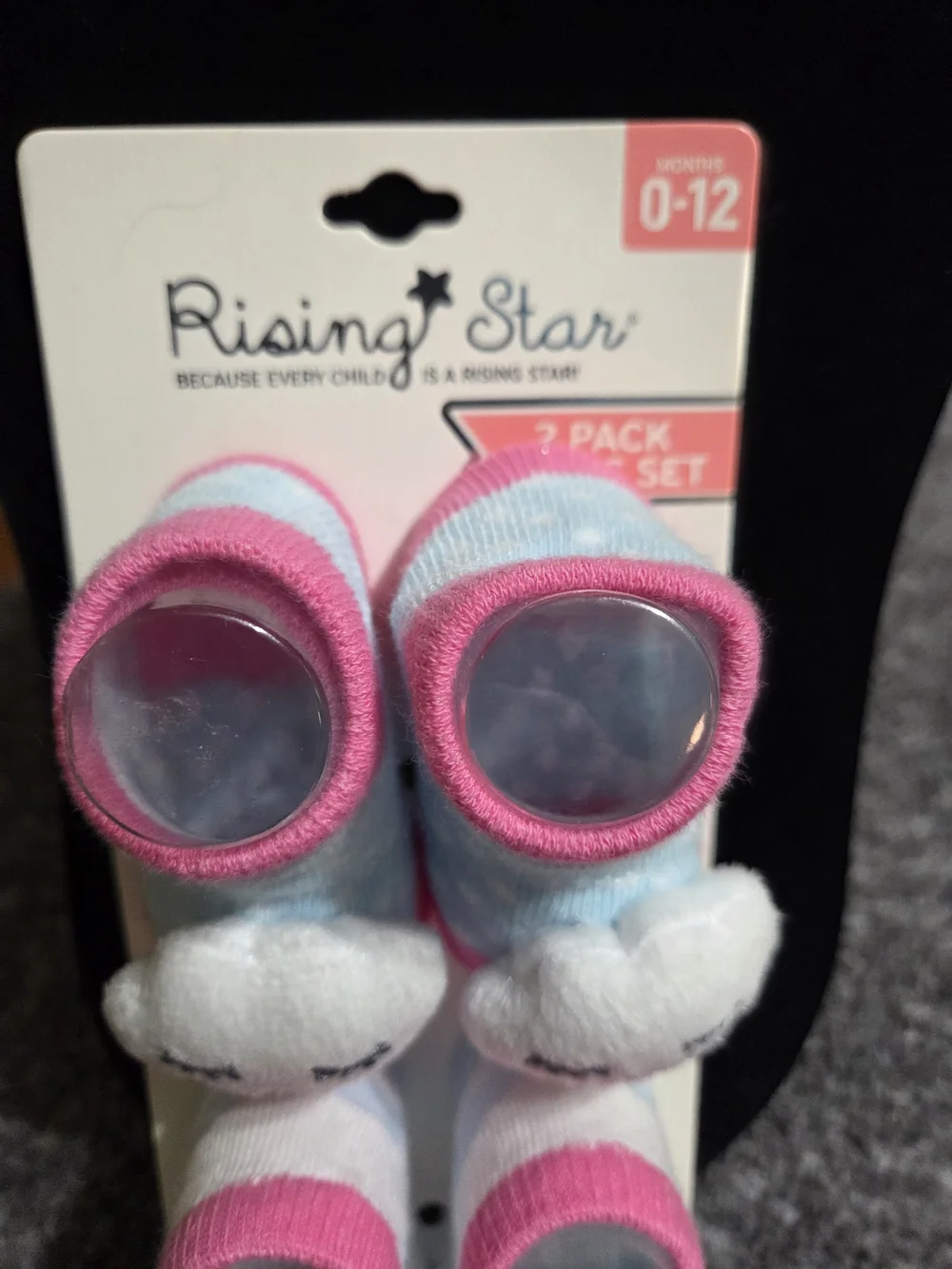 Rising Star Pink and White Cloud Baby Sock Set